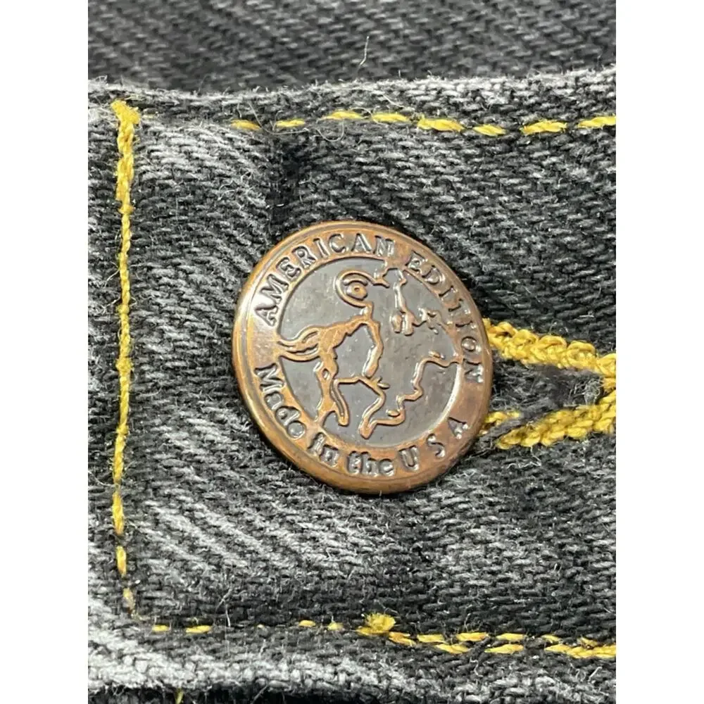Vintage Rare American Edition Jeans Men 32x34 Black Denim Pleat Straight Leg USA